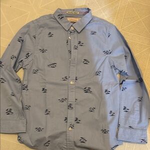 Scotch & Soda Stretch Oxford Long Sleeve Shirt - Blue